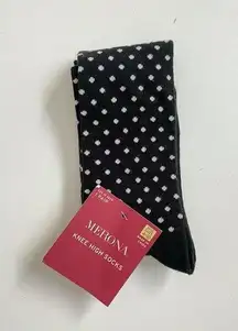 Merona Socks Knee High Polka Dot Boot Ebony Black White