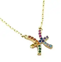 UNWRITTEN GOLD OVER STERLING SILVER RAINBOW CZ PISCES ZODIAC
NECKLACE