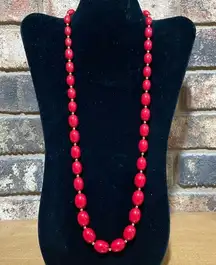 Monet Vintage Graduated Red Oval Beads with Gold Tine Bead Separators