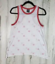 Modern Lux Shark Bite Star Print Graphic Sleeveless Tank Top Women's Size Small