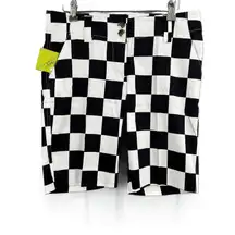 Loudmouth Ladies Golf Shorts Black White Checkered Sporty Trendy Bermuda 4 New