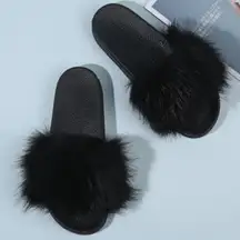 faux fur slides