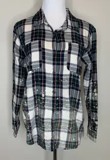 Vanilla Star Plaid Flannel Bleach Dyed Shirt Small