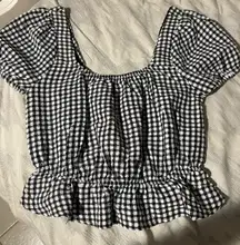 Puffy Shoulder black and white Stripped Blouse