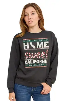 Home Sweet California Christmas Candy Cane Sweatshirt Pullover‎ sz L Crew Neck