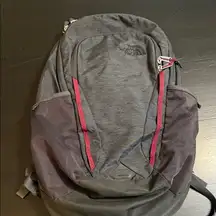 The North Face Vault Charcoal and Burgundy Backpack