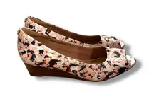Clarks Peep Toe Wedge Heels Women's Size 8.5 Floral Print Comfort Shoes