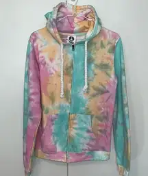EXIST Tie Dye Full Zip Hoodie Sweatshirt Sherbet Women’s Medium M