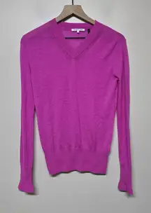 Helmut Lang 100% Cashmere Sweater XS Magenta‎ Pink V-Neck Long Sleeve Women's