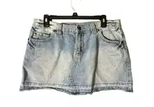 Clockhouse Vintage Distressed Denim fraying hem mini skirt 34” W 13”L Low rise