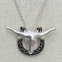 Longhorn and Filigree Horseshoe Necklace