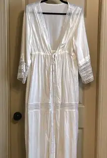 Lace White Long Sleeve Cover Up