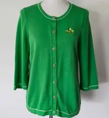 Christopher & Banks  Kelly Green Shamrock St. Patrick's Day Cardigan Size Medium