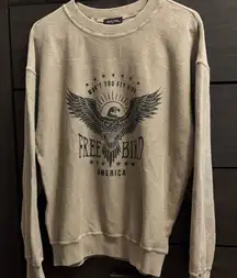 Zutter Free Free Bird Beige Ribbed Crewneck Sweatshirt