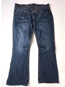 American‎ Eagle Bootcut Wide Leg Pocket Embroidered Details Blue Jean sz 12