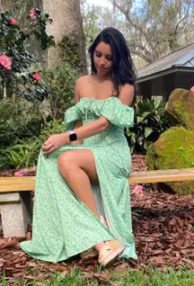 SheIn Green Cottagecore Maxi Dress