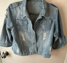 Source Unknown Sky Blue Ripped Denim Jacket