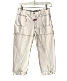 Marithe Francois Girbaud White Denim Capri Cropped Rainbow Embroidered Jeans 27