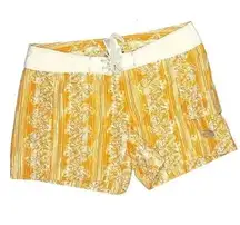 The North Face Swim Shorts Womens Size 6 Board Shorts Drawstring Yellow Floral