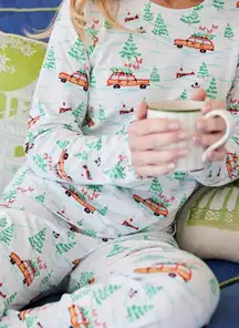 NWT Sail To Sable STS Curetivity Christmas Tree & Truck Holiday Pajama Set XS