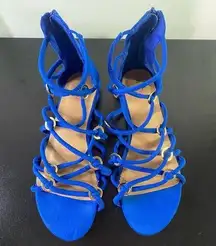 JustFab blue & gold gladiator flats - size 8.5