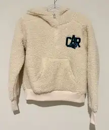 WEAR by Erin Andrews Carolina Panthers Sherpa Half-Zip Hoodie cream women small