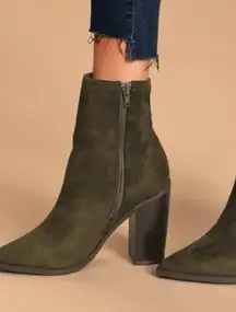 Lulu's Essex Olive faux Suede Midi Calf Boot size‎ 6