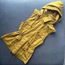 Love Tree Yellow Hooded Button Up Vest Small