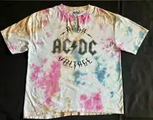 AC/DC Men's High Voltage Tie Die T-shirt Colorful Short Sleeve Size Large