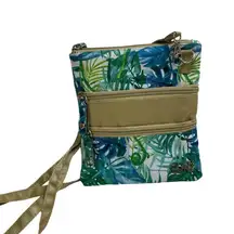 Glove It Crossbody Bag Purse Womens Floral Tropical Leaf Multi Zip Polyester