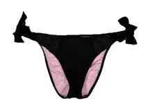 Betsey Johnson Swim Women's Black Pink Bows Side Tie Bikini Bottom Size Medium