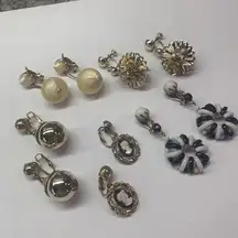 Lot Of 5 Costume Earrings Vintage Clip On Clip-on Screw On Dress up Dangle Mix