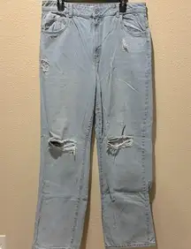 Light Blue Wide Leg Jeans w/ Rips