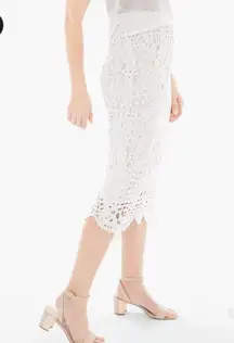 NEW NWT Chico’s White Lace Eyelet Pencil Skirt