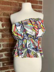 Anthropologie Pleated Colorful Tube Top Sz L