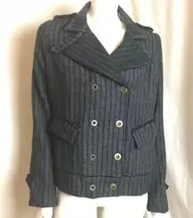 Pete & Greta Jacket Blazer size M Gray Stripe Wool Blend Johnny Was Double Breas