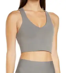 ALO Yoga Crop Top Gray Criss Cross Back Athletic Workout Tank Womens X-Small