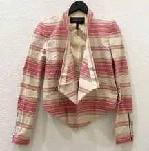 BCBG MAXAZRIA Abbey & Renee Red Multi Stripe Draped Blazer & Short Set Size XS/S