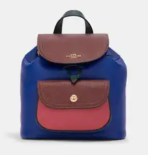 NWT  Pennie Refined Pebble Backpack 22 Colorblock Blue Burgundy Green Red