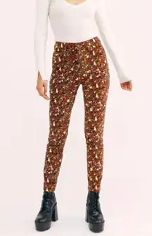 Free People Sun Chaser Floral Corduroy Retro Crop Skinny Pants