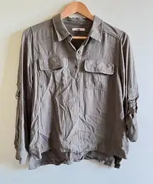 Stitch Fix Skies Are Blue Button Down Shirt Top‎ Rolled Up Sleeves Womens Size M