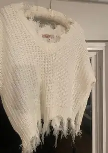 Cropped Frayed Sweater