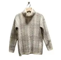 Sundance Plaid Wool Blend Turtleneck Chunky Sweater Gray Size S Coastal Bohemian