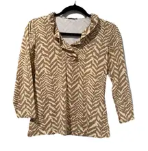 J. McLaughlin Catalina Ruffle Top Womens XS Zebra Stretch Travel Quiet Luxury
