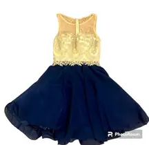 Dancing Queen blue and gold dress