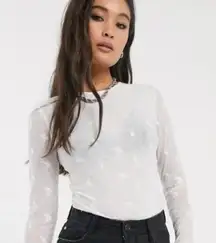 NWT free people make out mesh bodysuit size small in ivory