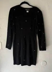 Vintage Rampage Sweater Dress 7 M Black Pearl Embellished 90s‎ Grunge Whimsigoth