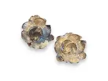 Monet Silvertone  Rose Vintage Clip On Earrings