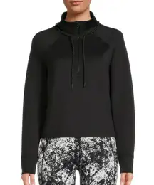 AVIA Black Scuba Cropped Funnel Neck Quarter Zip Top Sweatshirt Size Large