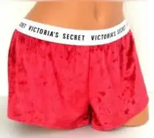 Victoria Secret Red Crushed Velvet Velour Sleep Shorts Size XL